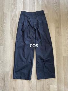 23AW COS ワイドレッグ テーラード ウールパンツ ブラック WIDE-LEG PLEATED WOOL TROUSERS - RELAXED プリーツウール