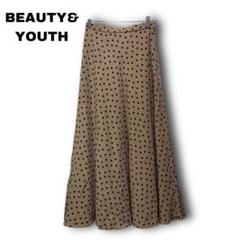 2601　【BEAUTY&TOUTH】　ロングスカート　水玉　フレア　ブラウン系