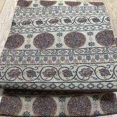 白字　花菱　唐花模様　名古屋帯　着物　帯　014a p 付け帯唐花模様型染花模様着物帯014a p