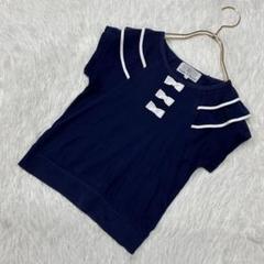 KUMIKYOKU リボンTシャツ ネイビー L 可愛い