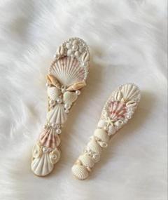 可愛い　貝殻とパールのヘアクリップセット