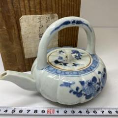 江戸時代　平戸焼　染付水次　銚子　木箱付　タサオ　東さ7-0406☆2F 江戸時代 平戸焼 染付水次 銚子 木箱付 タサオ 東さ7-0406☆2F