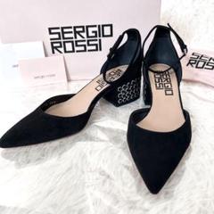 極美品 セルジオロッシ エナメル ポインテッドトゥ チャンキーヒール パンプス 極美品 セルジオロッシ エナメル ポインテッドトゥ チャンキー