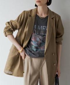 LOUNGEDRESS ラウンジドレス　リネンジャケット新品BROWN リネン混チェックジャケット | LOUNGEDRESS(ラウンジドレス