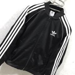 adidas ワンポイント トラックジャケット ジャージ 美品 黒白 140