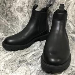 ZARA トラックソール　チャンキーソール　サイドゴアブーツ　厚底　黒　35 ZARA 厚底 トラックソール レザー ブーツ 黒 バックジップ 35