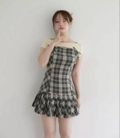 andmary Karen check mini dress beige