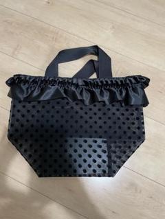 【最終価格】ファクトリーオモト　ブラック　ドット　チュール ショルダー付きバッグ 美品☆ファクトリーオモト☆ドット ブラック チュールショルダー