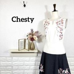 Chesty★　チェスティ　ワンピース　ノースリーブ　フラワー刺繍　花柄