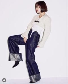 MOUSSY GLITTER DENIM WIDE STRAIGHT 0