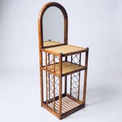 ラタン 藤家具 ドレッサー 鏡台 ラック 昭和レトロ ヴィンテージ