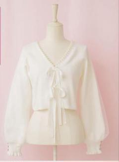 メルフィーメモリー Twin ribbon pearl カーディガン