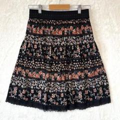 美品⭐️ルネ Rene 花柄 レース パフスリーブ フレア ワンピース S Retica ワンピース パーティードレス レース べルスリーブ 花柄