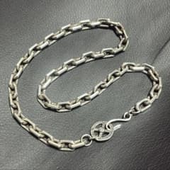 シルバー925 極太 フィガロ デザイン ロングネックレス(52g)90cm