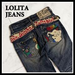 00sarchive lolita jeansユニオンジャック刺繍フェードデニム LOLITA JEANS ロリータ ジーンズ レディース USED加工 刺繍
