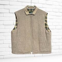 【未使用品】THE SCOTCH HOUSE ベスト Ｌ　綿麻 美品 スコッチハウス 中綿キルティングベスト 茶色 L ラフ