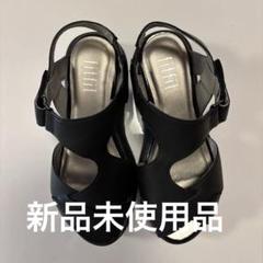fitfit 厚底レザーサンダル ブラック 22.5cm