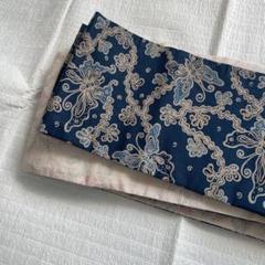 未使用に近い美品　半幅帯　黒　ベージュ　シルバー　ポリエステル 半幅帯 | リユース着物わびさび