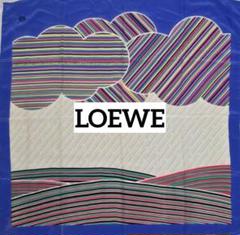 ★LOEWE★ スカーフ 大判 雲 ボーダー アナグラム ブルー マルチカラー ☆LOEWE☆ スカーフ 大判 雲 ボーダー アナグラム ブルー マルチ