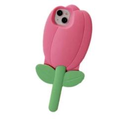 iPhone 14 pro 用 スマホケース 3D チューリップ ピンク