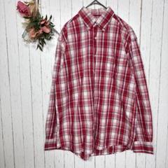 コンバース　ボタンダウンチェックシャツ　メンズ　【M】　レッド　長袖　コットン