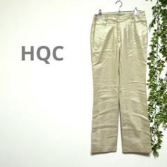 【HQC】ストレッチパンツ　七色　虹色　カラフル　美脚　脚長　38サイズ　古着