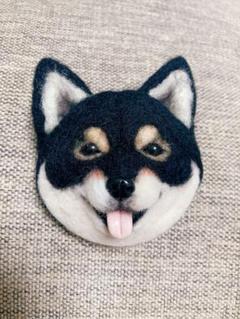 【新品】黒柴 羊毛フェルト バッジ