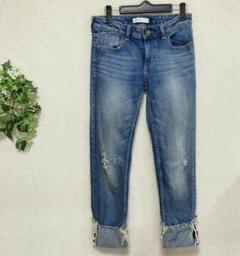 ZARA BASIC ダメージ加工デニム パール ストレッチ EUR38