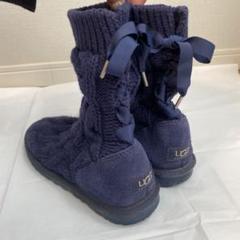 207○UGG Australia ネイビー ニット ロングブーツ ボタン付き 210_1.jpg