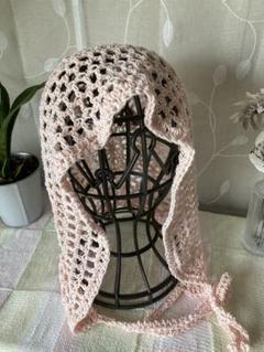 ハンドメイド　メッシュボンネット　コットン