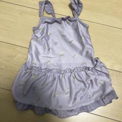 水着 ワンピース 90cm 女の子 花柄 パープル 紫