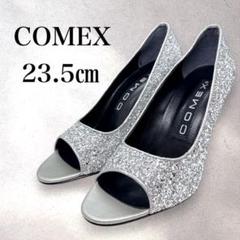 COMEX コメックス グリッター パンプス オープントゥ シルバー 23.5 COMEX コメックス グリッター パンプス オープントゥ シルバー
