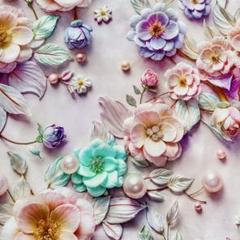 ❣️【限定】おしゃれなお花柄立体感　綿100%シーチング生地　110x100cm