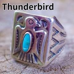 インディアンジュエリー　ナバホ族リング　サンダーバード INDIAN JEWELRY LEATHER ARTS&CRAFTS Tah'bah TRADERS / Antique