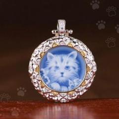 ストーンカメオ　ペンダントトップ　犬と猫　SV925　素敵な逸品　　ブルー ストーンカメオ ペンダントトップ 犬と猫 SV925 素敵な逸品