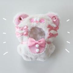 【780】ちびぐるみ　11cmサイズ　おすわり　ぬい服　着ぐるみ　ピンク×水色 780】ちびぐるみ 11cmサイズ おすわり ぬい服 着ぐるみ ピンク