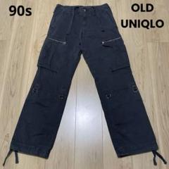 90s OLD UNIQLO カーゴパンツ ギミックY2K 裾絞り ブラック S