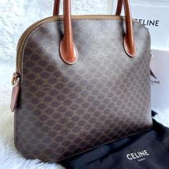 極美品 セリーヌ CELINE マカダム柄 ハンドバッグ ブラウン レザー