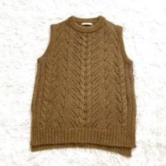 【美品】アナイ　リネンコンツイルボタンレスジレ　ロング　ベスト　ベージュ　S 美品】アナイ リネンコンツイルボタンレスジレ ロング ベスト