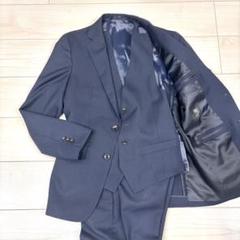 【美品】スーツセレクト☆XL相当　ネイビー　スリピース　セットアップ　A6 SUIT SELECT スーツセレクト レギュラーフィットスリーピース