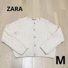 ZARA ビジューボタンコットンニットカーディガン M - メルカリ