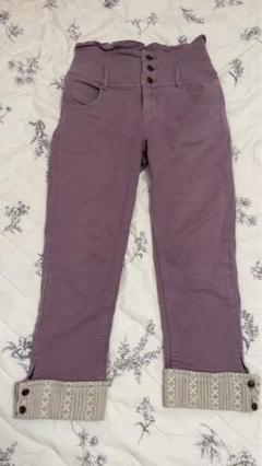 axes femme ロールアップパンツ レース ラベンダー