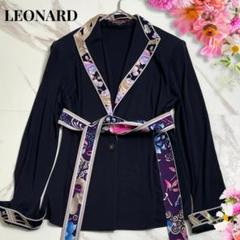 美品✨LEONARD レオナール カンカン素材 花柄 タンクトップ M 美品✨️LEONARD】 L カンカン素材 お花柄 上品 近年タグ チュニック