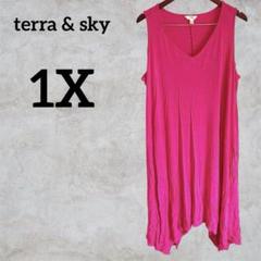 terra & sky 【XL】ノースリーブワンピース ロングワンピース ピンク