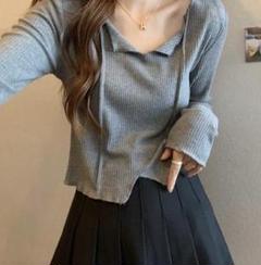 ★新品★レディース　丈短め　ニット　トップス　かわいい　フリーサイズ