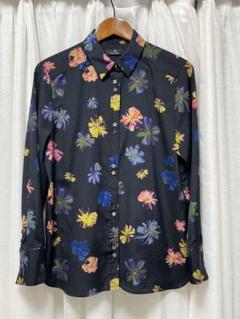 美品 ポールスミス ブラック 花柄シャツ 洗える 38 コットン 長袖ブラウス 美品 ポールスミス ブラック 花柄シャツ 洗える 38 コットン
