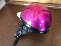ハローキティ コルク半 ピンク カスタムペイントヘルメット半キャップ検コルク半pinkキティ