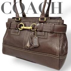 【極美品】COACHレザートートバッグ　ハンドバッグ　肩掛け　スタッズ　タッセル COACH - COACH コーチ スタッズ セレスティアル 肩掛け トート