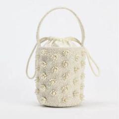ZARA 新品 ビーズ付きハンドバッグ チェーンバッグ - メルカリ