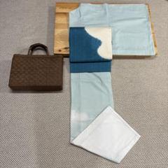 居内商店　雲柄　空　ゴフクヤサンドットコム　木綿単衣　バチ衿未使用、躾糸付き　Lのサムネイル